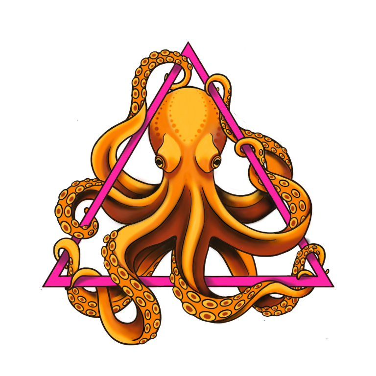 An Octopus hugging Legacy's triangle by Edmonton tattoo artist Amy Miketon of Bombshell Tattoos